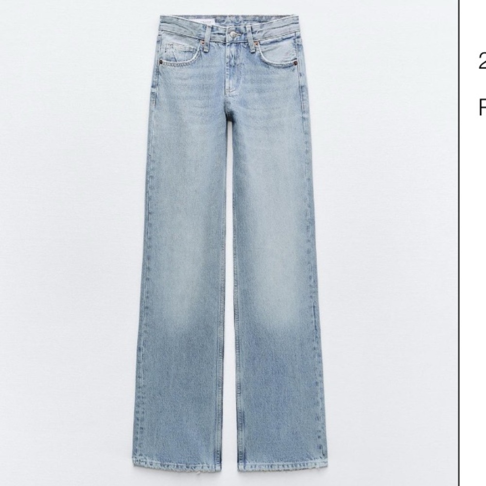 Zara Full length TRF Mid rise wide leg jeans